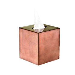 hotel supplies cube tissue box cover in metallic bronze