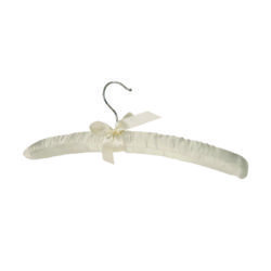 hotel supplies fabric clothes hanger with silver hook and bow in white