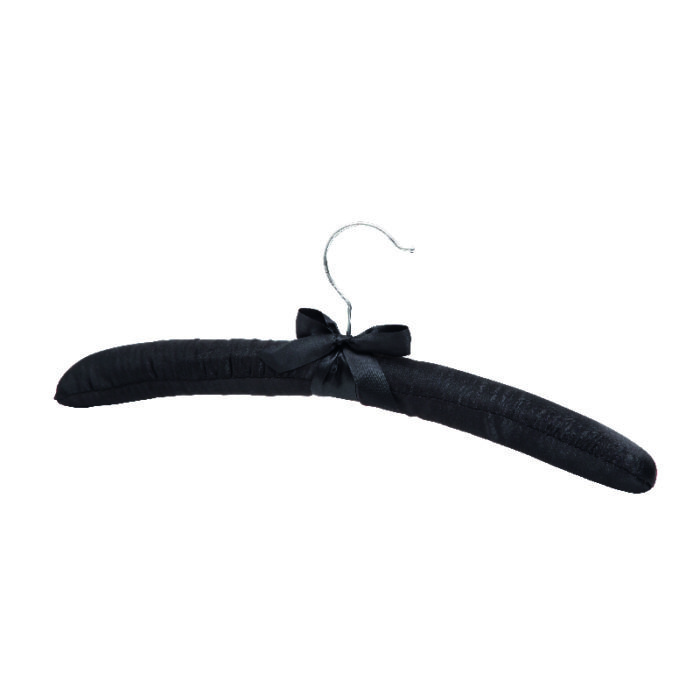 hotel supplies fabric clothes hanger with sliver hook and bow in black