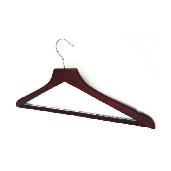 hotel supplies polished wooden hook clothes hanger in dark wood