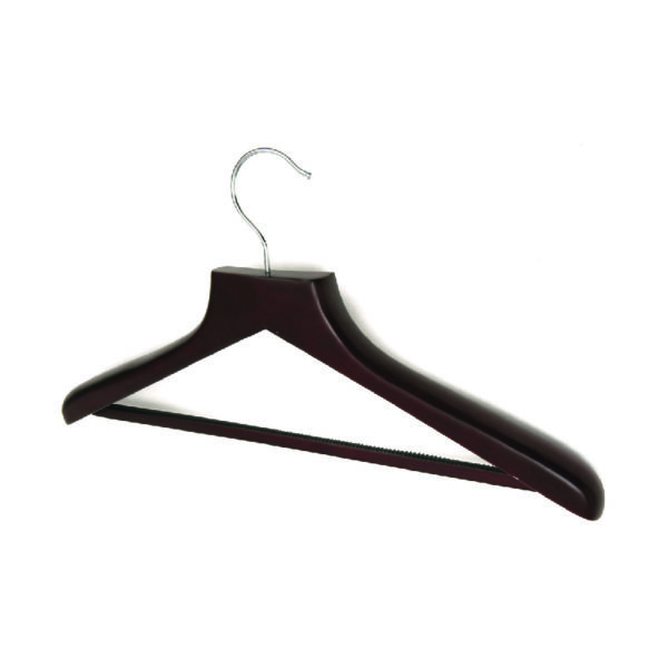 hotel supplies deluxe hook clothes hanger in dark wood