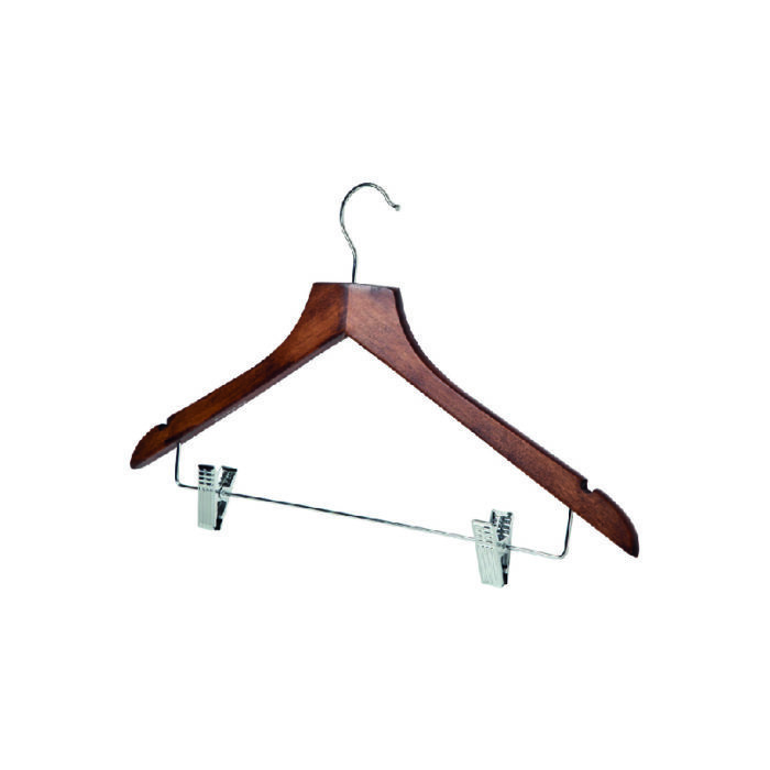 hotel supplies wooden hook clothes hanger with clips