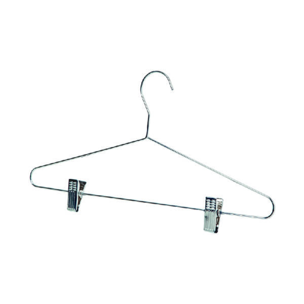 hotel supplies chrome hook clothes hanger with clips