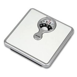 hotel supplies salter compact mechanical bathroom scale in white and silver