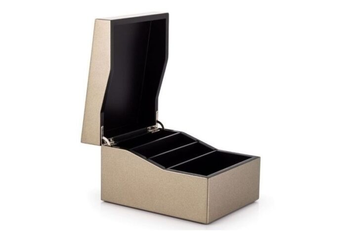 Aslotel Hotel Deluxe Sachet Container With Lid Metallic Bronze High Gloss