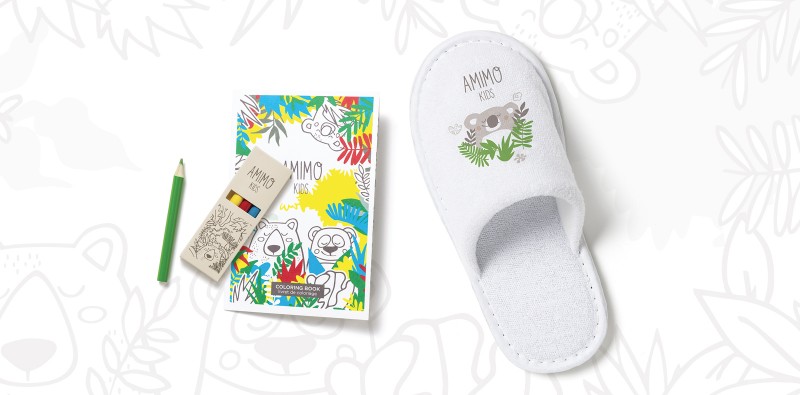 Amimo Kids colouring book and slippers