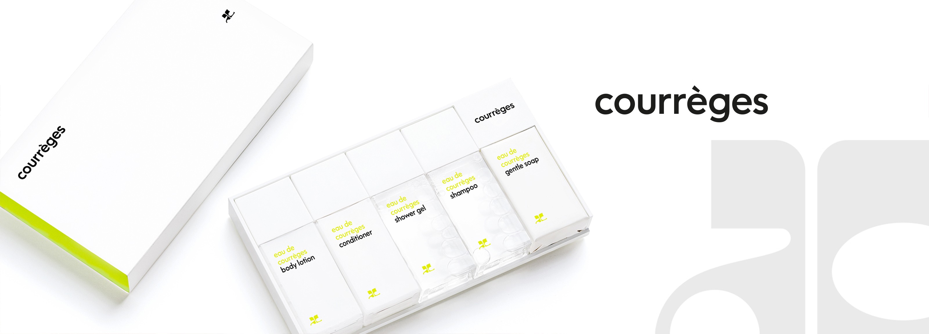 courreges bathroom products and logo