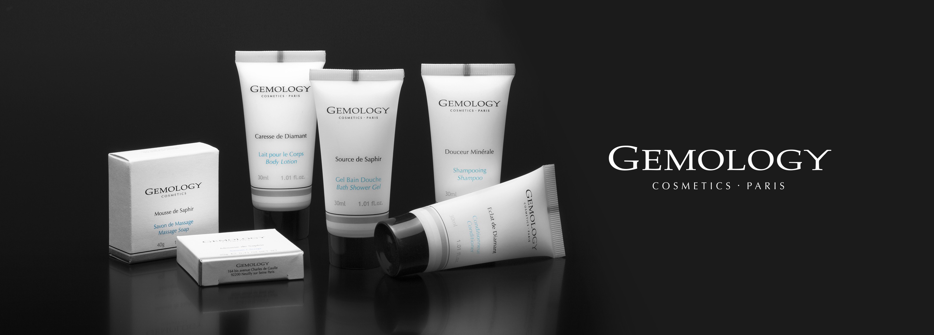 gemology bathroom products and logo