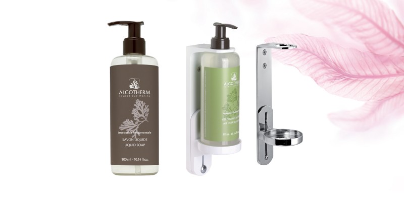 algotherm bathroom products soap and dispenser