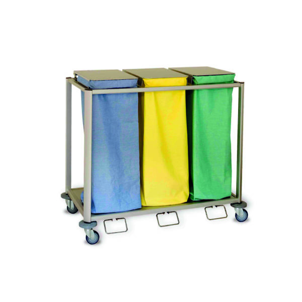 hotel supplies ascolia linen trolley three coloured bags