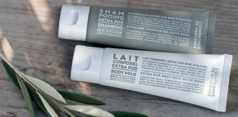 la compagnie de provence two tubes of shampoo and body milk