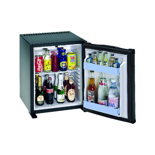 hotel supplies side view open door minibar