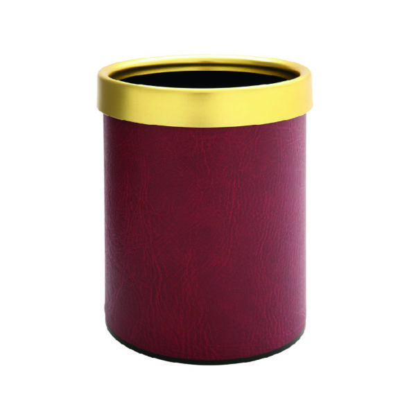 hotel supplies waste bin burgundy with bezel