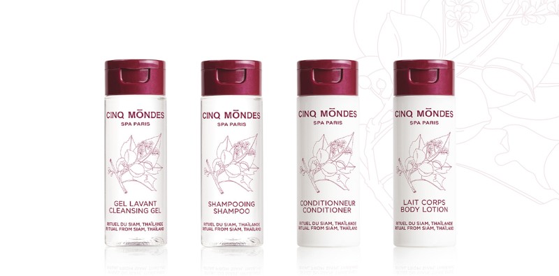 Cinq Mondes spa Paris cleansing gel shampoo conditioner and body lotion products