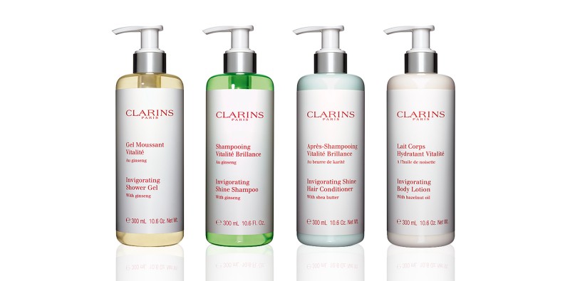 Clarins four bottles of bathroom products