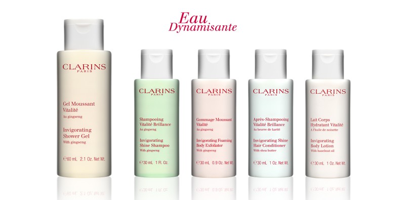 Clarins five bottles of bathroom products