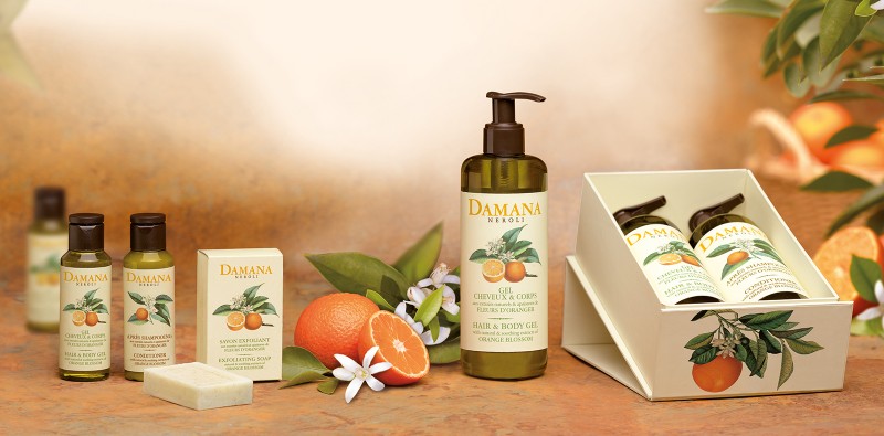 néroli damana hair and body gel exfoliating soap conditioner products