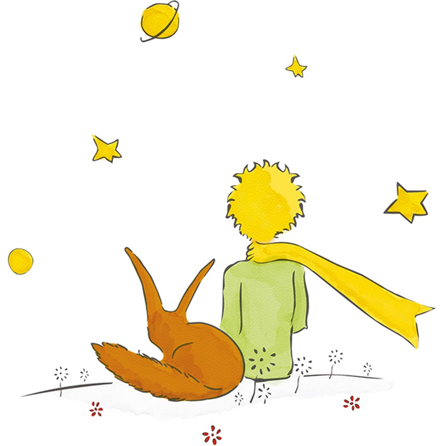 le petit prince illustration of boy and fox