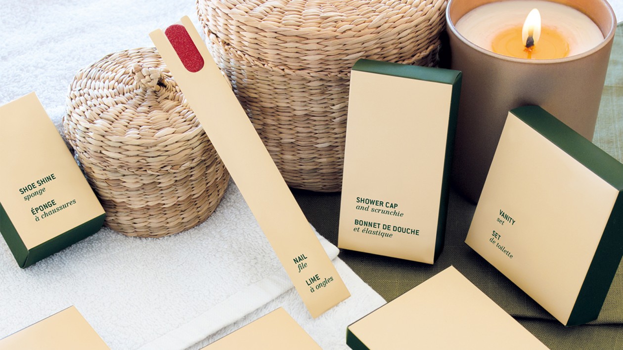 nuxe-accessories-line nuxe nail file shower cap vanity set in packaging green and red