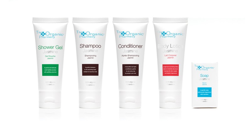 the organic pharmacy shower gel shampoo conditioner body lotion