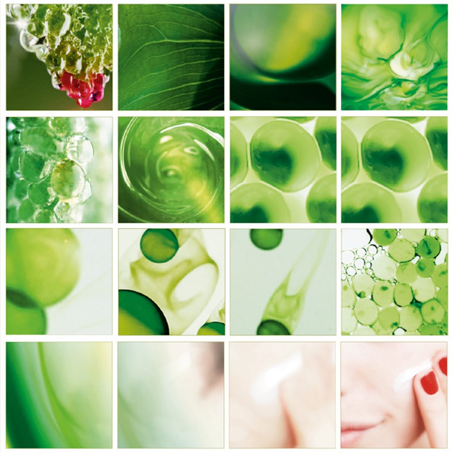 green cells multiple images skin care hydration